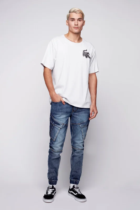 Effortless Style COHEN - 5 Pocket  Cargo Jogger - Vintage Medium Blue