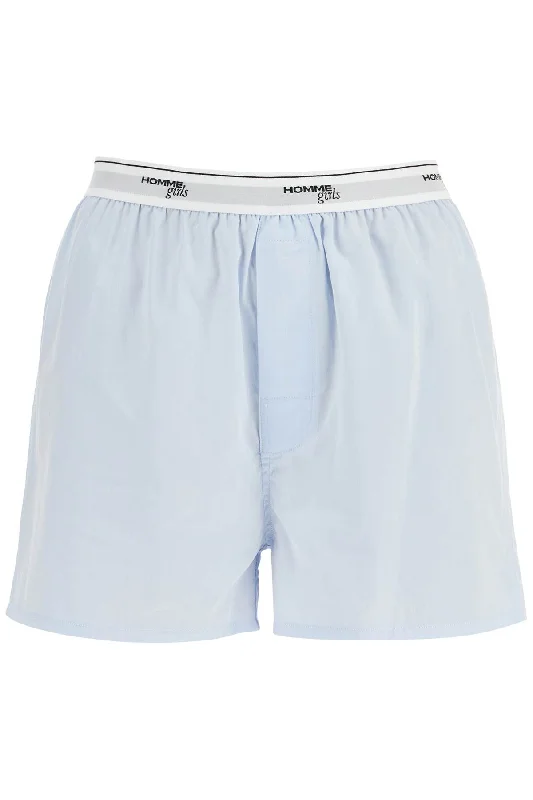Street Fashion Homme Girls Women's blue High-Waisted Cotton Boxer Shorts