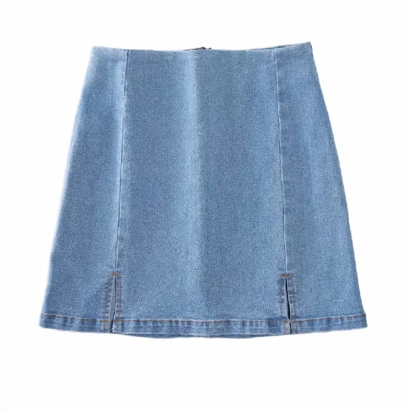 New Products High Waist Stretch Double Slit Denim Hip-wrapped Skirt Skirt