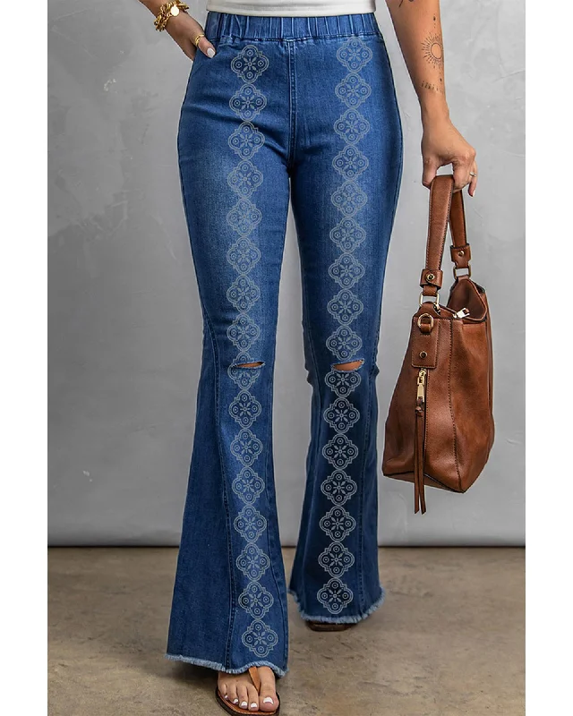Comfortable Fashion Azura Exchange Distressed Bell Bottom Jeans - M