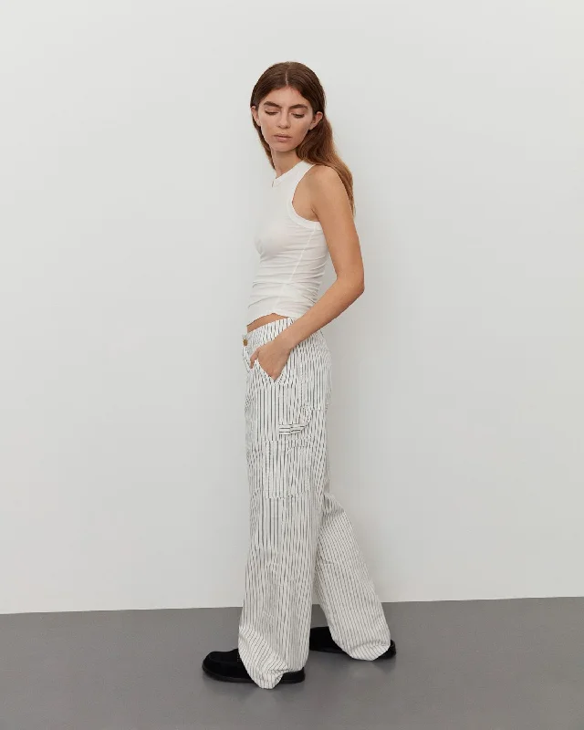 Free Design GITTESW TROUSERS - Off White Striped