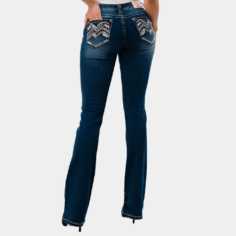 Girl Style Grace In La Heavy Stitching Easy Fit Boot Cut Jeans