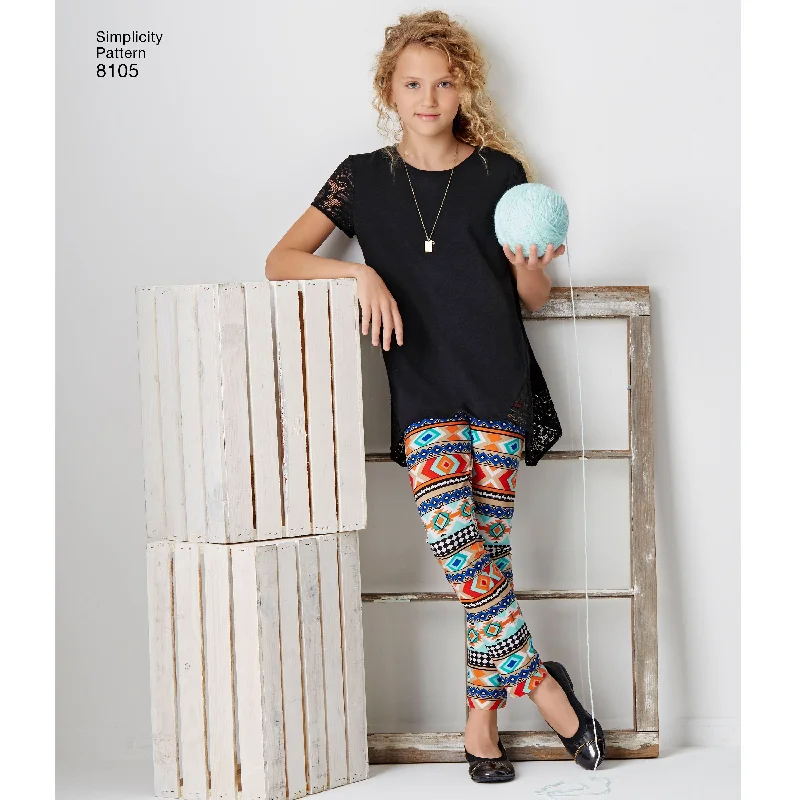 Personalized Outfit Simplicity Child/Teen Tunics, Leggings S8105