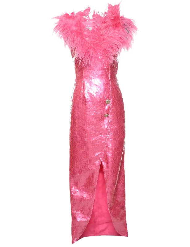 Cozy Fit Sequined Tulip Skirt Evening Dress - S