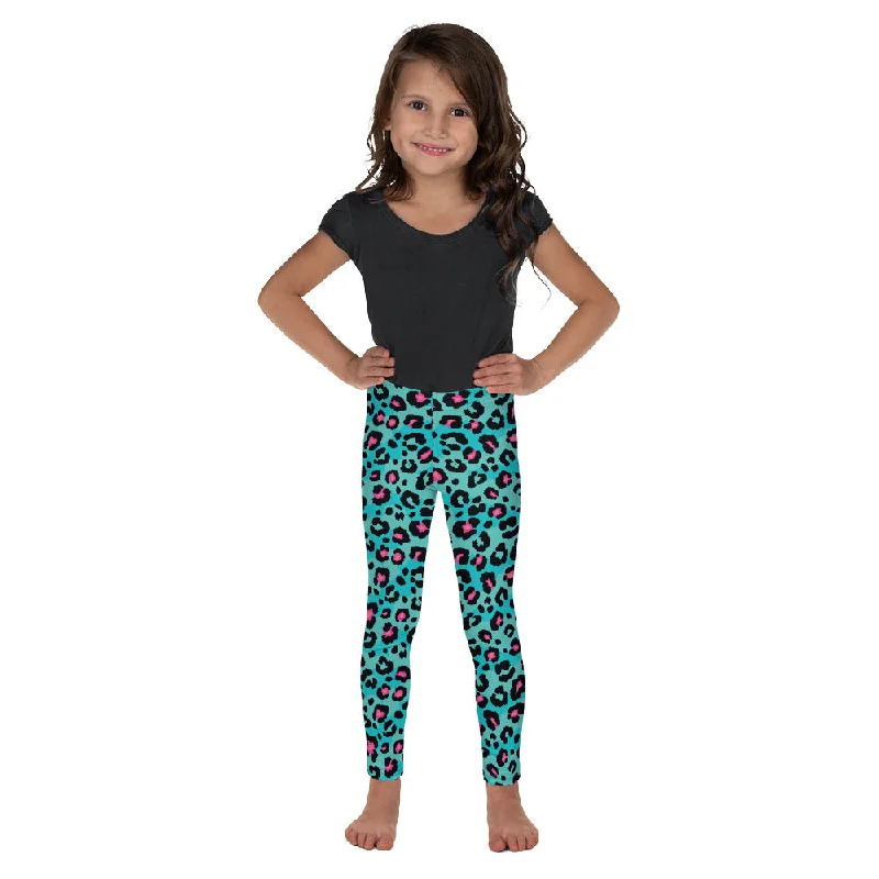 Classic Series Turquoise Leopard Print Kid's Leggings