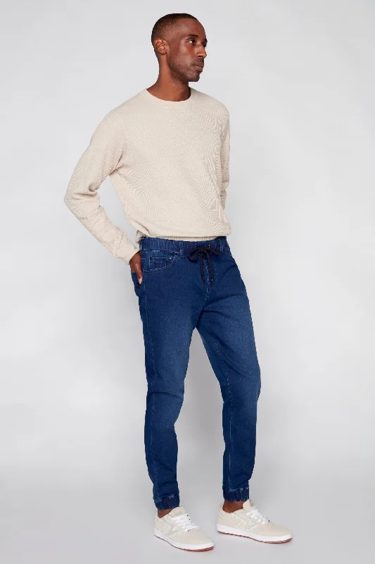 Comfortable Tops JAGGER - 5 Pocket Cozy Denim Classic Jogger - Dark Indigo Rinse