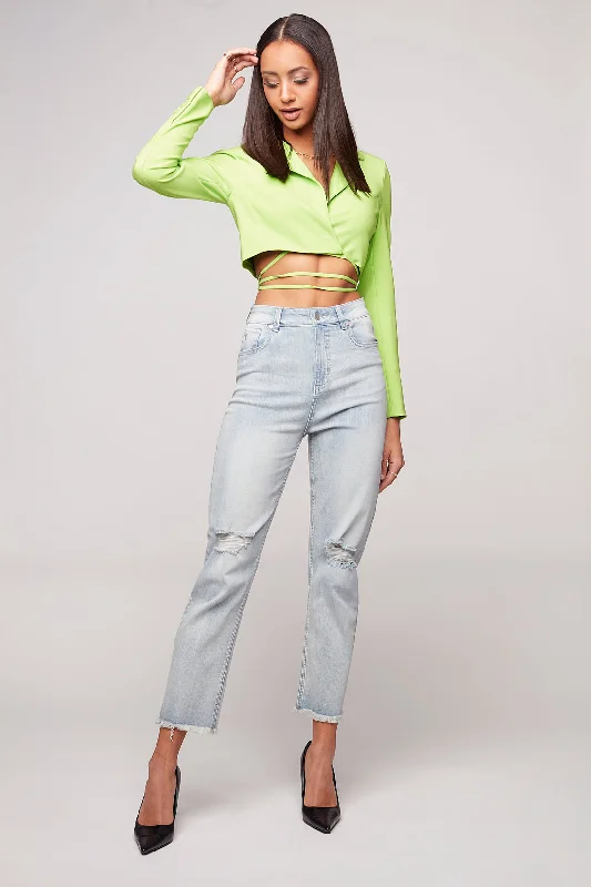Diamond Series GIGI - Mom Jean - Blue Bleach
