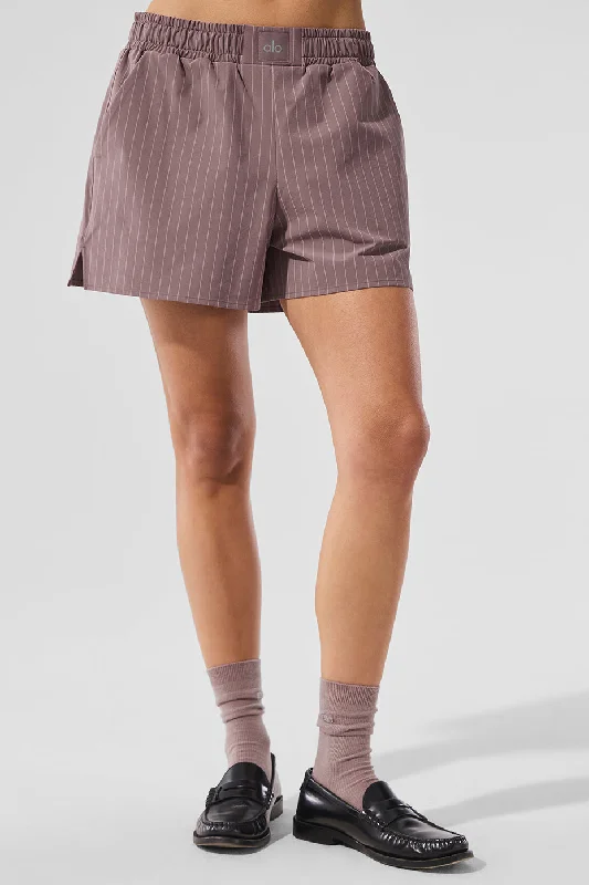Low-key Luxury Pinstripe Daylight Boxer Short - Mushroom/Ivory
