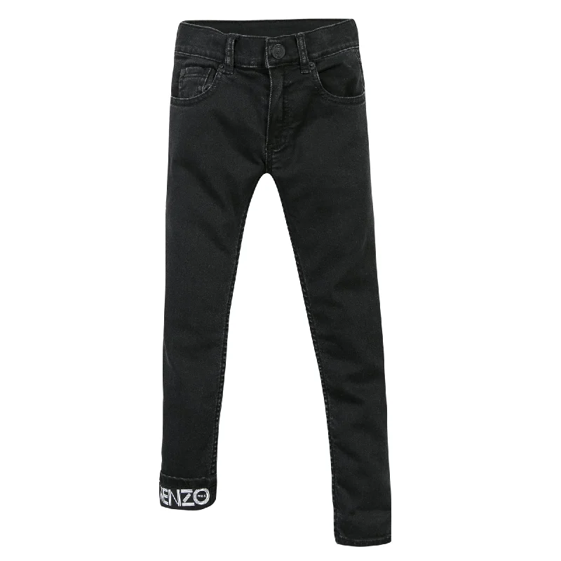 Editorial Design Kenzo Kids Skinny Fit Lined Black Jeans