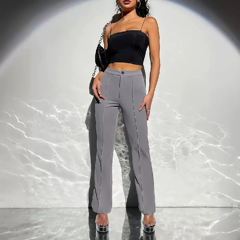 Fresh And Simple Hip Raise Slimming All-matching Elastic Waistband Small Straight Pants