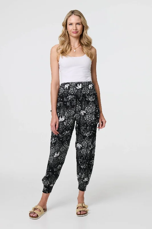 Sports And Leisure Elephant Print Relaxed Harem Pants