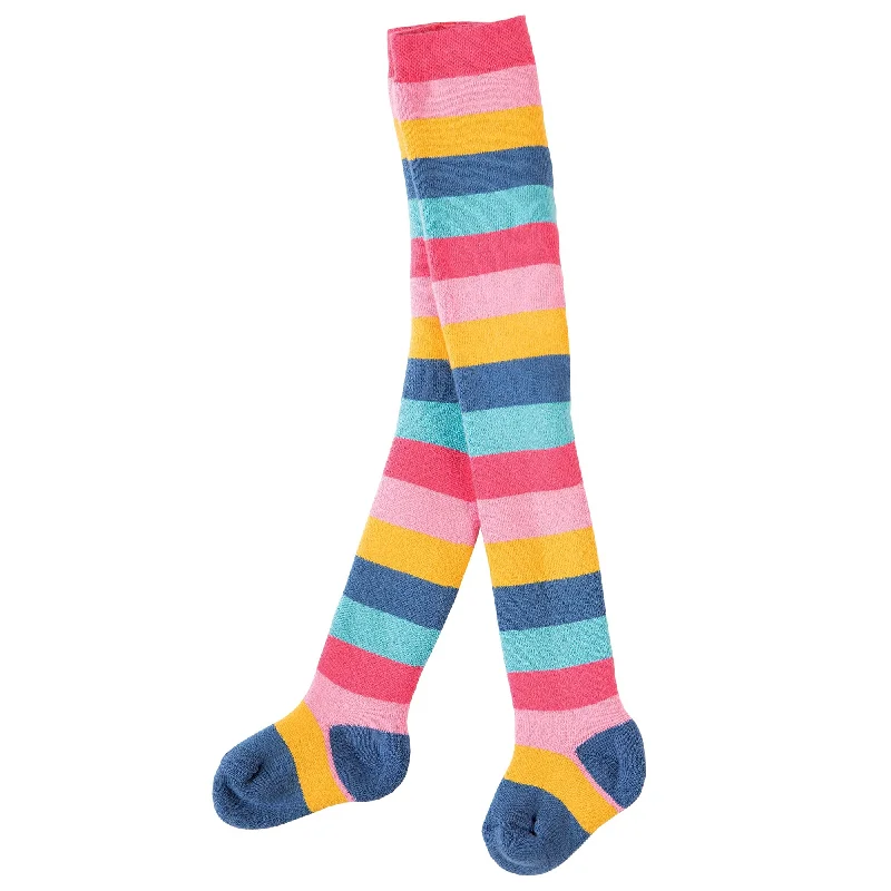 Low-key Luxury Frugi Baby Girl Organic Cotton Toasty Tights Rainbow Stripe