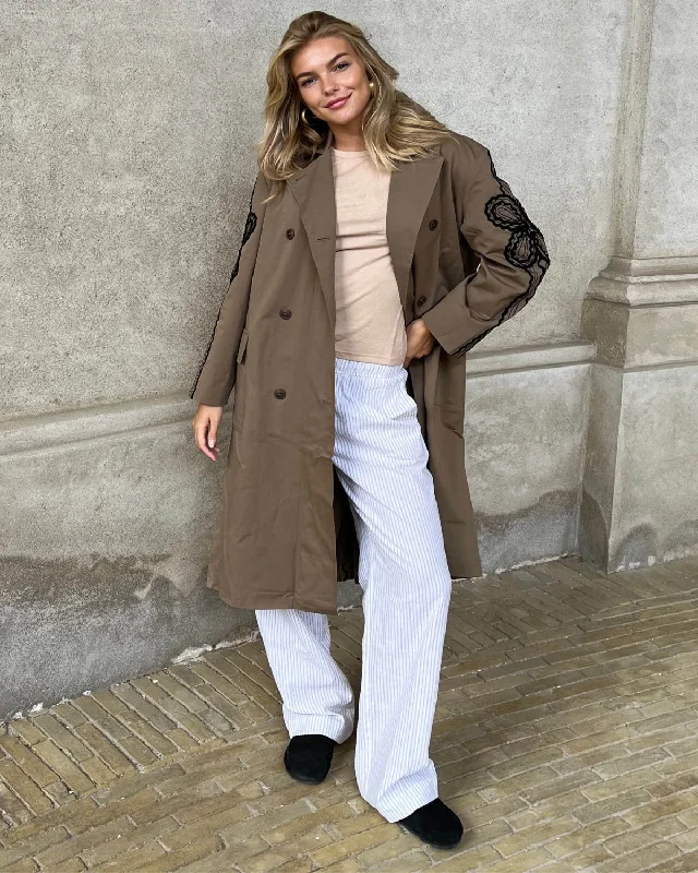 Urban Chic ABIGAILESW TROUSERS - Camel striped