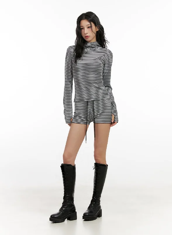 Double-sided Wear Slim-Fit Striped Shorts CN416