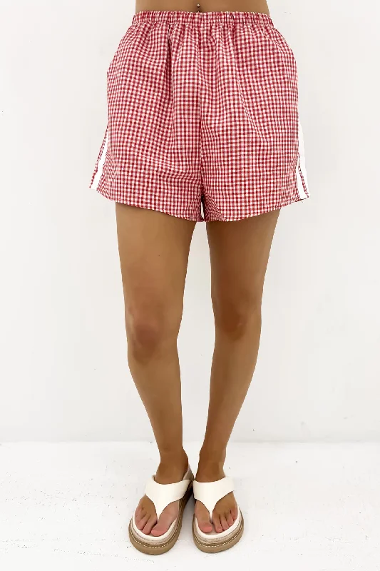 Luxury And Elegant Delora Short Red Gingham