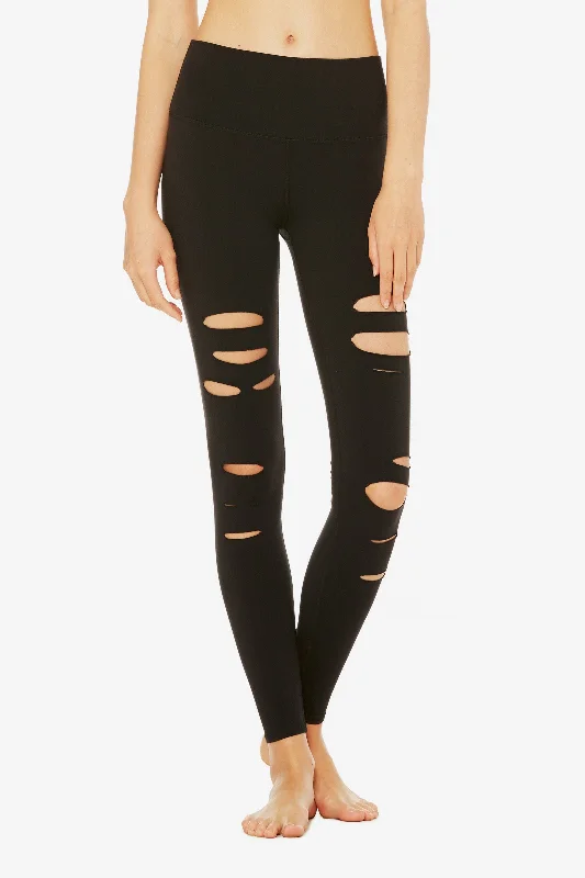 Noble And Elegant High-Waist Ripped Warrior - Black