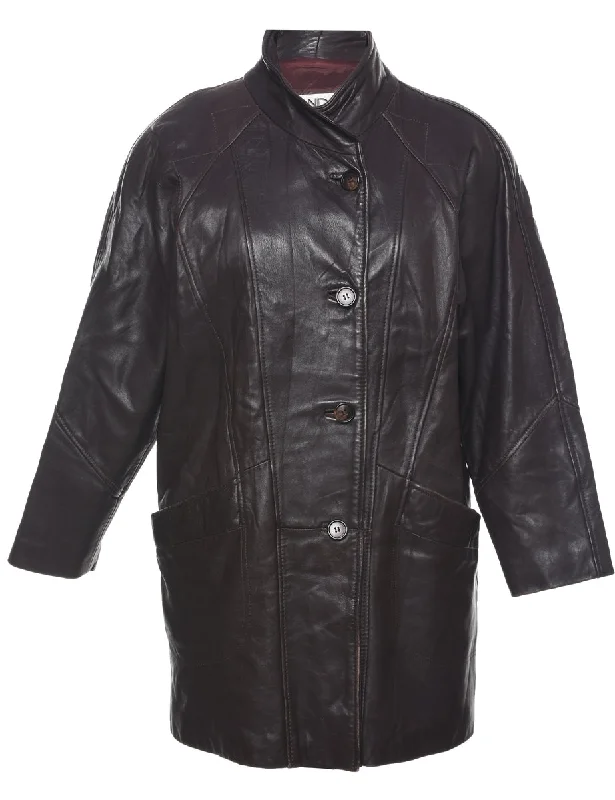Fashionable Ease Single Breasted Leather Jacket - S
