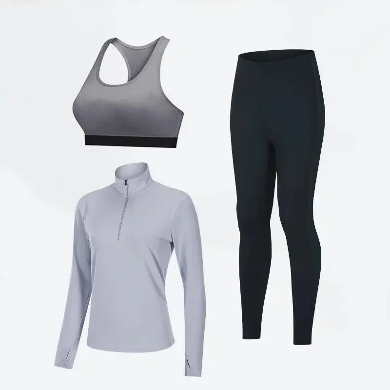 High-end Customization Fitness wear for women gym and workout clothing breathable sport tops yoga Bra and leggings 3 pieces set