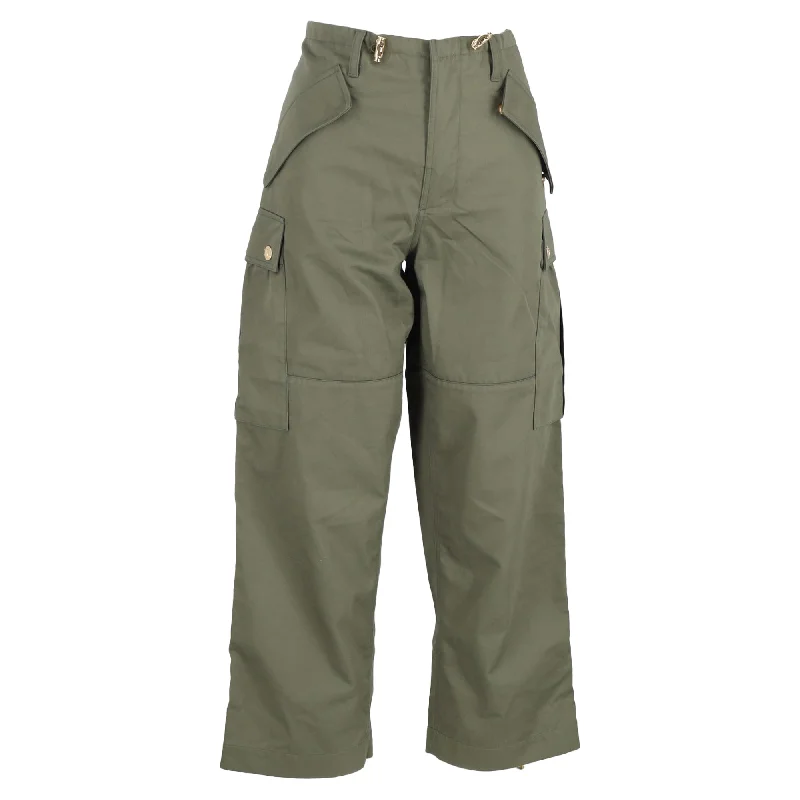High-quality Styles Celine Cargo Pants in Green Cotton