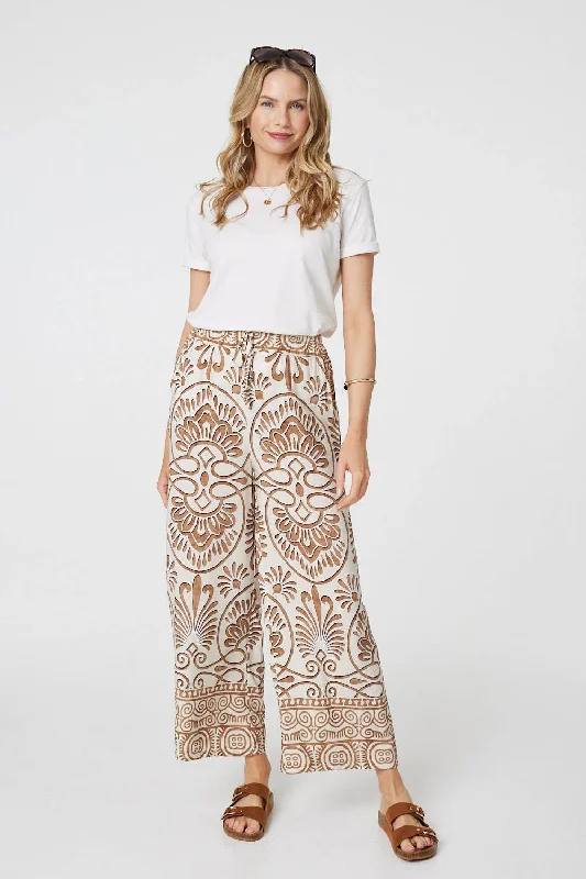 Comfy Pants Printed High Waist Wide Leg Trousers