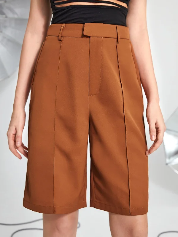 Fashionable Items Casual Plain Zipper Natural Womens Shorts
