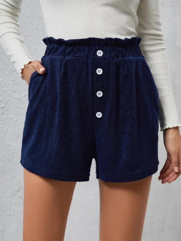 Age-reducing Style Casual Plain Paper Bag Waist Natural Women Shorts