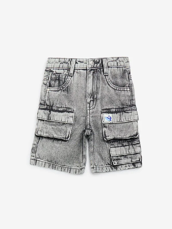 Simple Elegance HOP Kids Grey Mid-Rise Denim Shorts