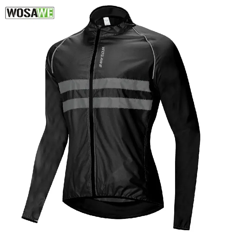 High-end Sense WOSAWE Ultralight Reflective Men Cycling Jacket Long Waterproof Windproof Road Mountain Bike MTB Jackets Bicycle Windbreaker