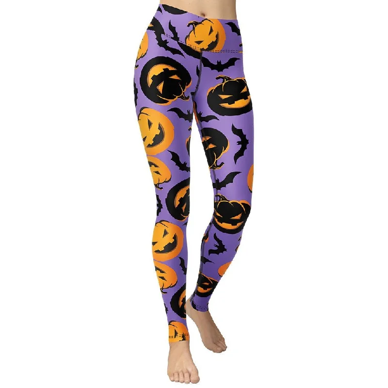Bottom And Versatile Bats and Jack O'Lanterns Yoga Leggings