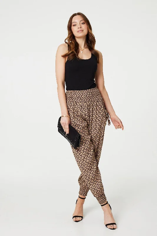 Comfort Fit Printed High Waist Tassel Harem Pants