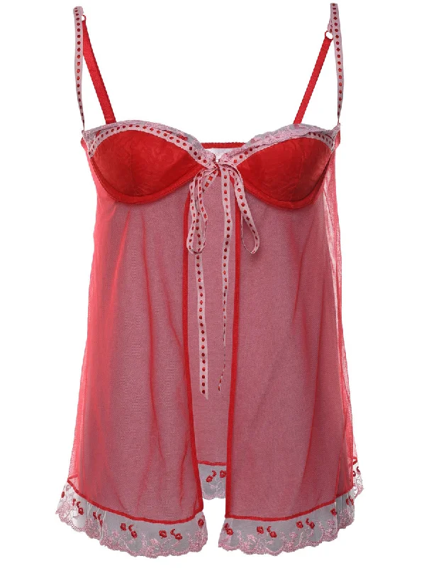Modernism Red Sheer Boned Babydoll - M