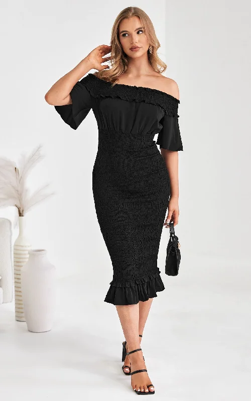High Street Series Gloria Midi Dress - Black