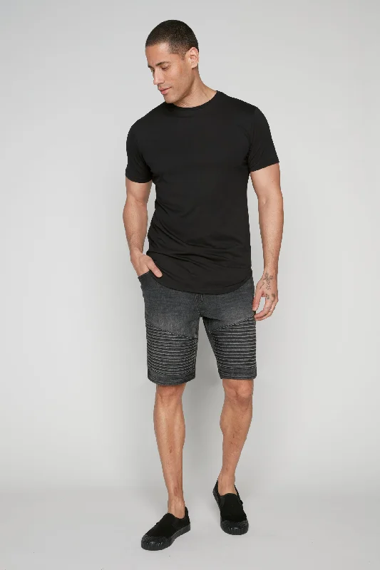 Trendy Items PHOENIX - Mens Denim 5-Pocket Moto Short - Dark Grey Wash