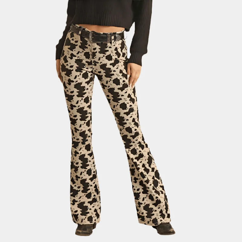 Urban Design Sense Rock and Roll Denim Cowhide Flare Jean