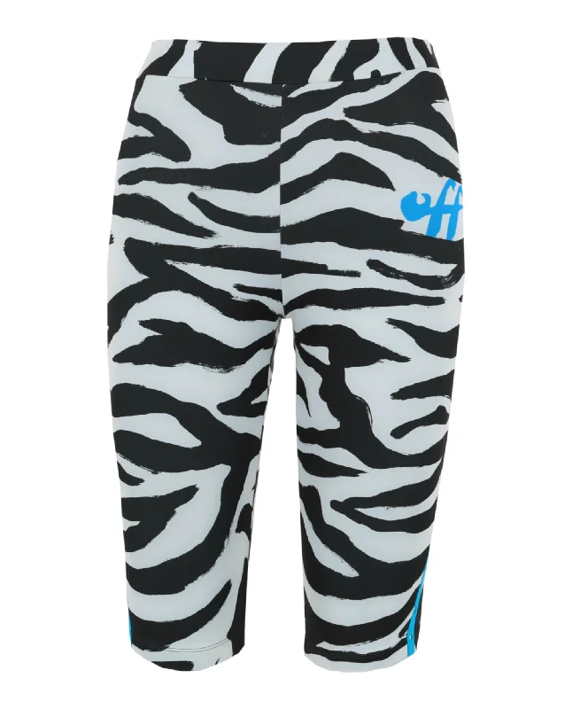 Casual Elegance Zebra Holes Cyclist Shorts