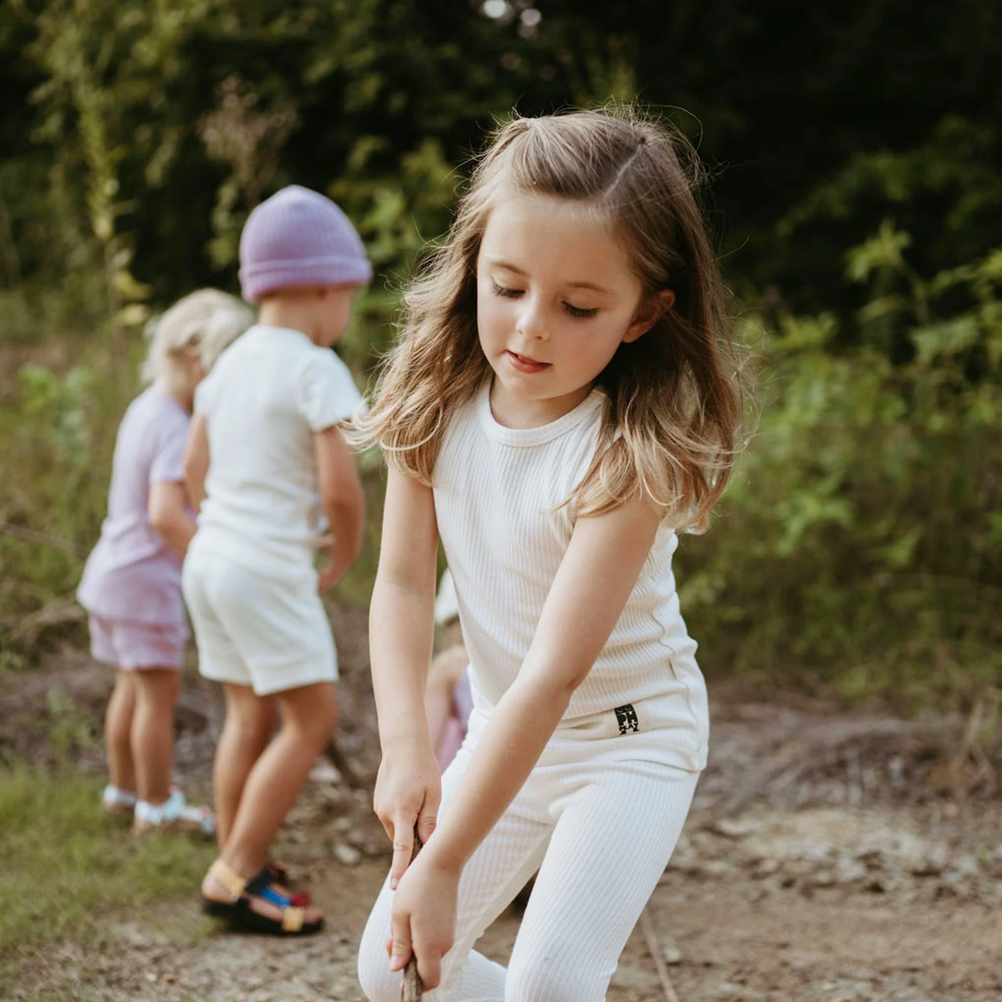Ethnic Style Petite Hailey Girl's Ami Leggings - White