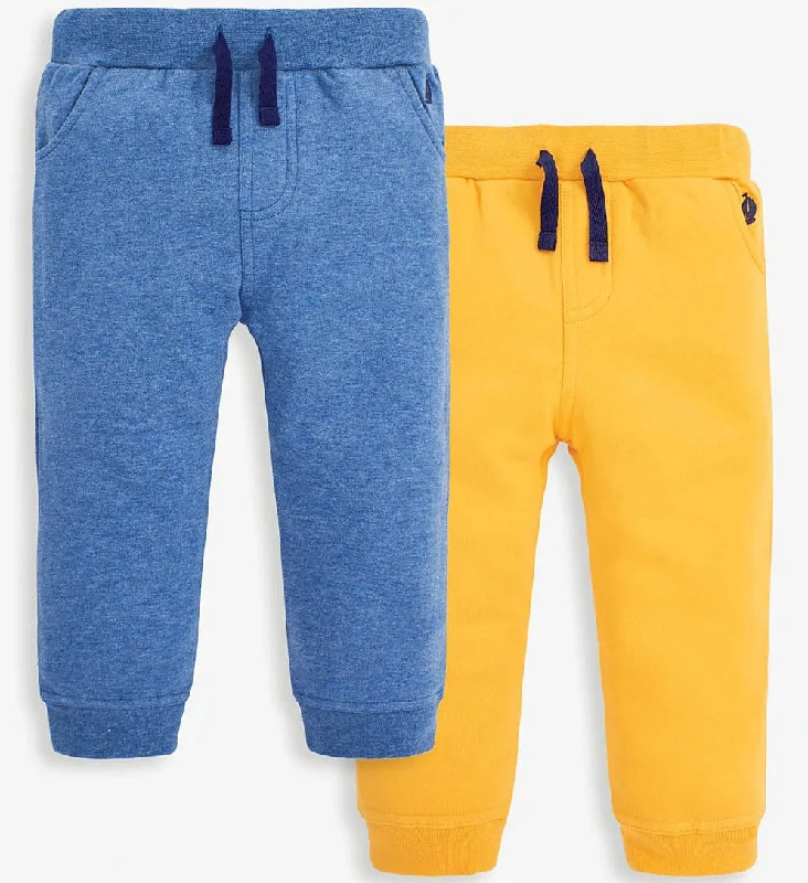 Retro Fashion Jojo Maman Bebe 2-Pack Cargo Joggers in Blue+Mustard