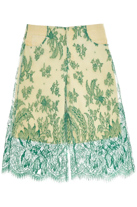New Season Series Christopher Esber Women's Mint  Lace Shorts With Floral Embroidery