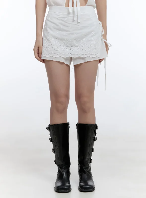 Cozy Layers Lace Wrap Cotton Shorts CG414