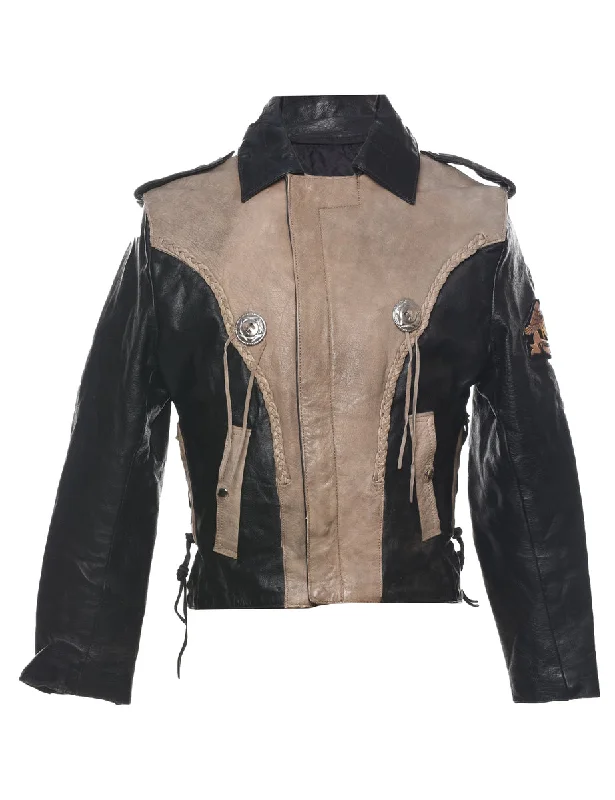 Comfy Dress Two Tone Leather Jacket - M