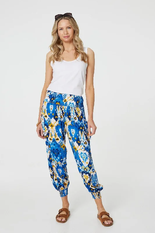 Celebrity Style Printed High Waist Tapered Harem Pants