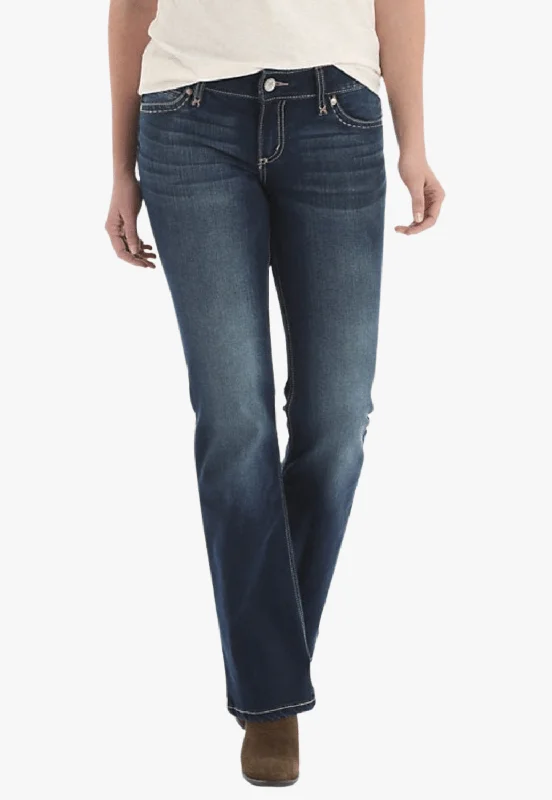 Simple Solid Color Wrangler Womens Mae Retro Boot Cut Jean