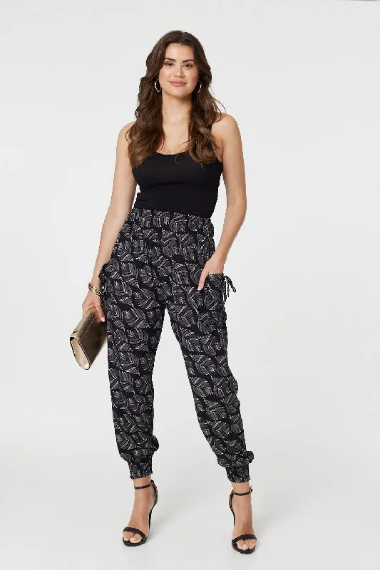 Classic Choice Feather Print High Waist Harem Pants