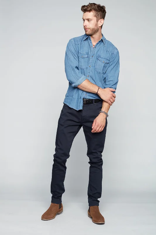 High-end Customization Deluxe 5 Pocket Slim Fit Pants - Navy