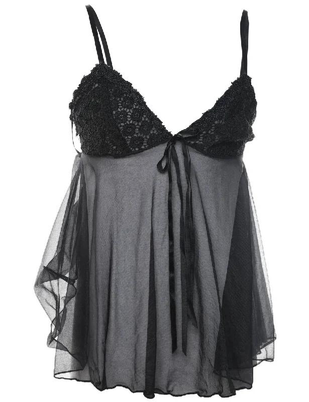 Comfortable Outfits Sheer Black Classic Babydoll - S