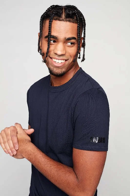 Celebrity Style Classic Crew-Neck T-Shirt - Navy