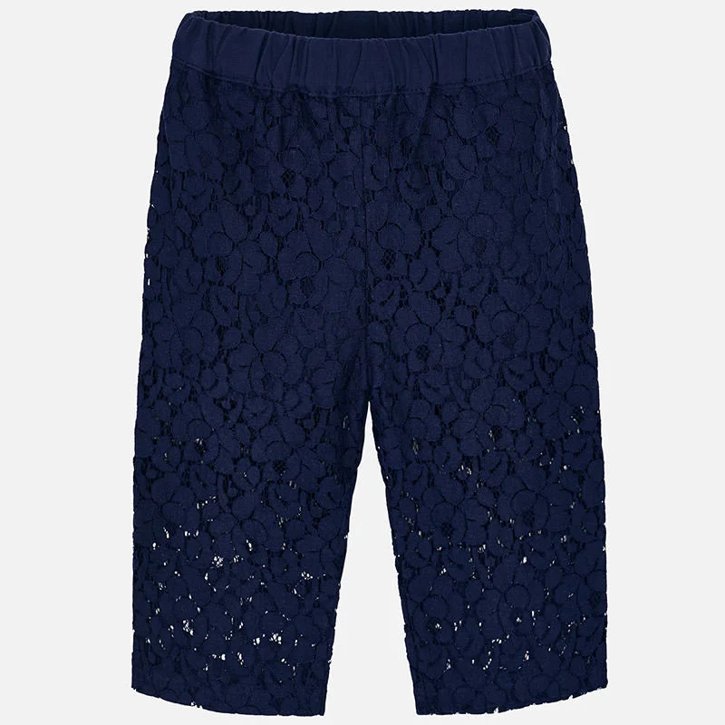 Classic Retro Mayoral 3506-085 Kids Girl Lace Culotte Roman Knit Pants