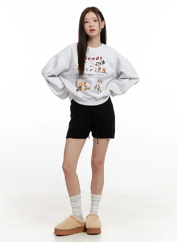 Dessert Matching Cozy Drawstring Knit Shorts ON422