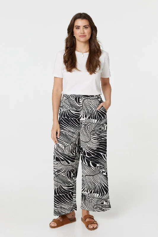 Fashionable Inner Wear Printed High Waisted Wide Leg Trousers