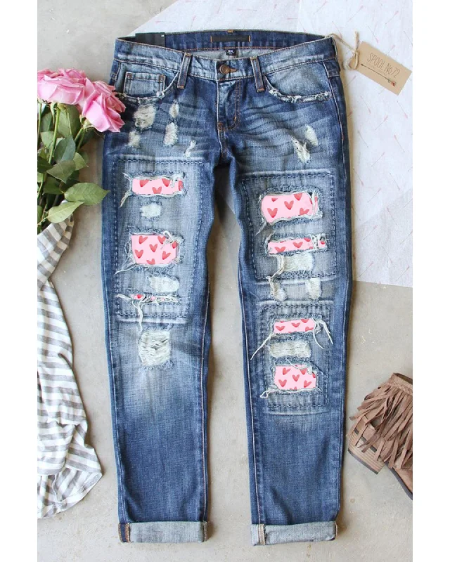 Everyday Style Azura Exchange Heart Patchwork Jeans - 4 US